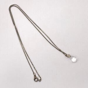 Nakagawa Corporation SN Silver Tone Chain With Crystal Teardrop Pendant Necklace